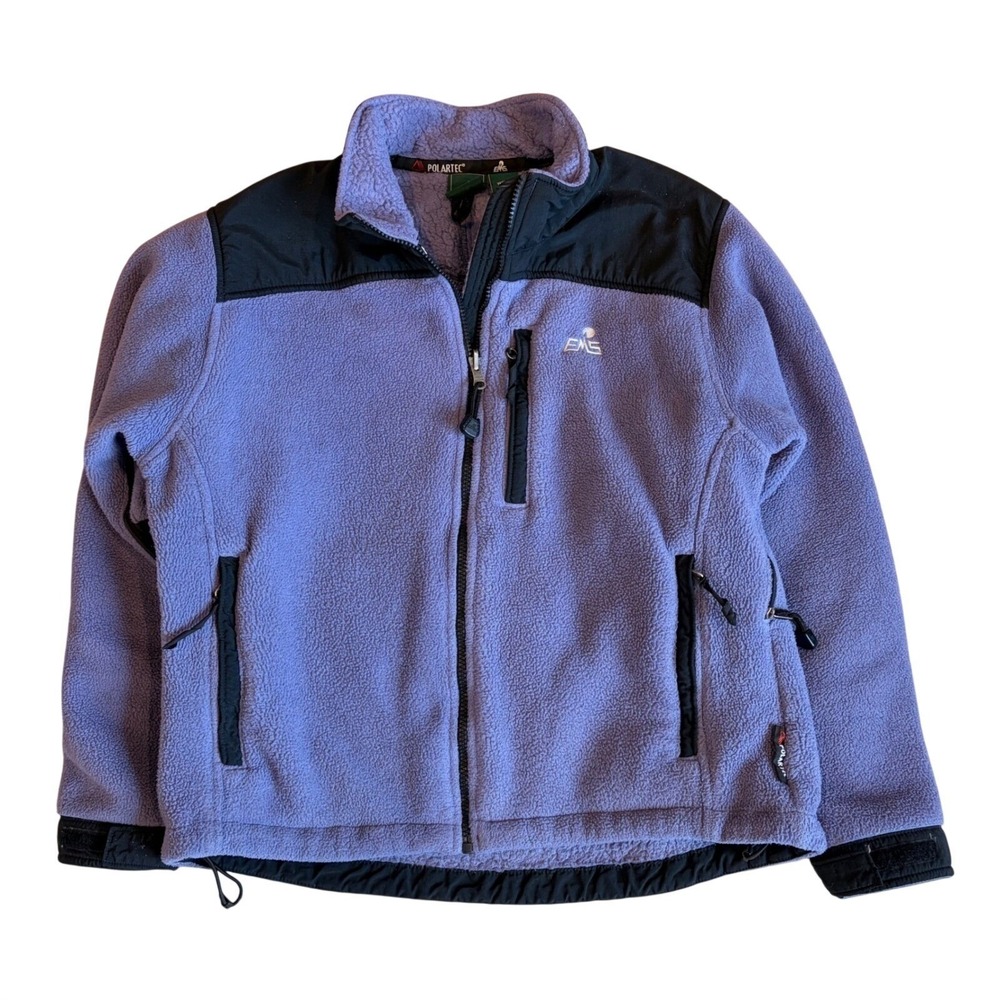 Vintage Eastern Mountain Sports Polartec Fleece Jacket Zip Colorblock 90s Size L